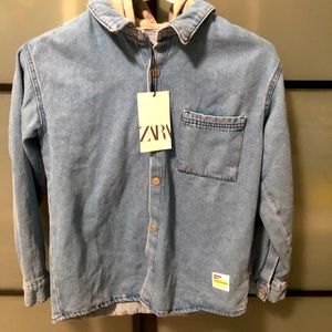 Boys Denim Shirt with Hood (ZARA Kids)
